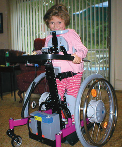 Following months of frustration, stalemate and mediation, Desiree Sheehy, 8, of Franklin Lakes, N.J., now uses a Standing Dani, pictured here, at school per her IEP’s stipulations. Desiree’s family argued that another device called the Easy Up n’ Go partial weight-bearing system was more beneficial, but the school district claimed it failed to provide any therapeutic value beyond regular PT sessions.