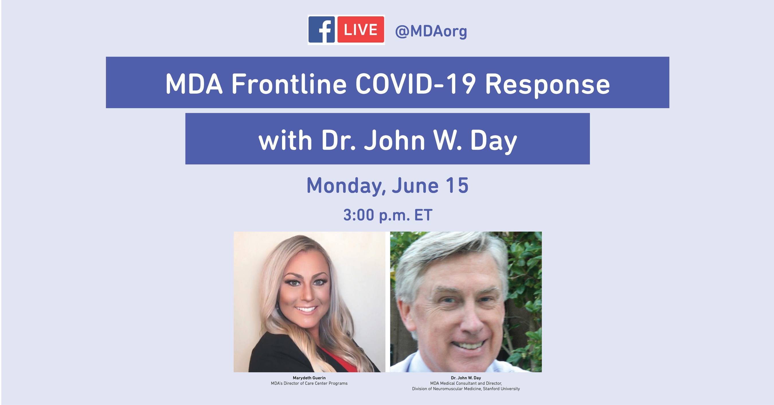 Muscular Dystrophy Association’s Medical Consultant Dr. John W. Day answers questions from the neuromuscular disease community as the country reopens in the midst of the COVID-19 pandemic.