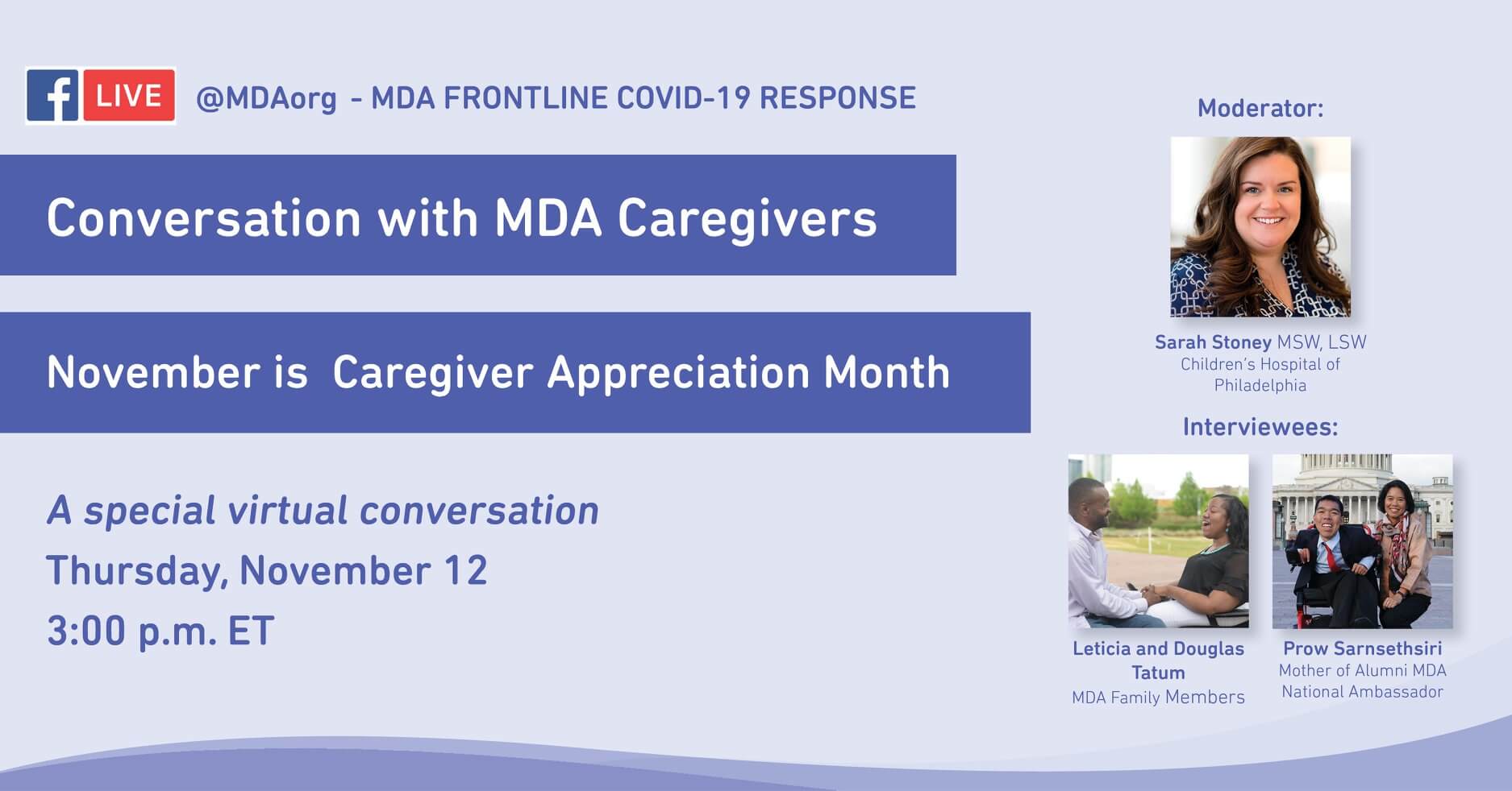 Conversation with MDA Caregivers: a special virtual conversation, now on YouTube.
