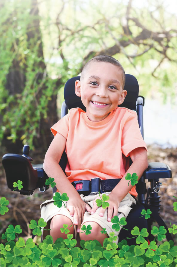 Jordan lives with neuromuscular disease and is representing the Muscular Dystrophy Association's Shamrocks campaign in this year's pinups in thousands of retailers nationwide.