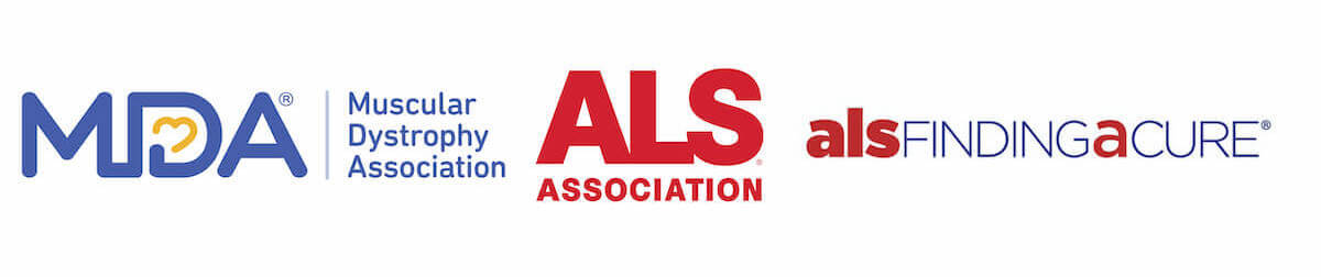 Logos for the ALS Association, the MDA, and ALS Finding a Cure