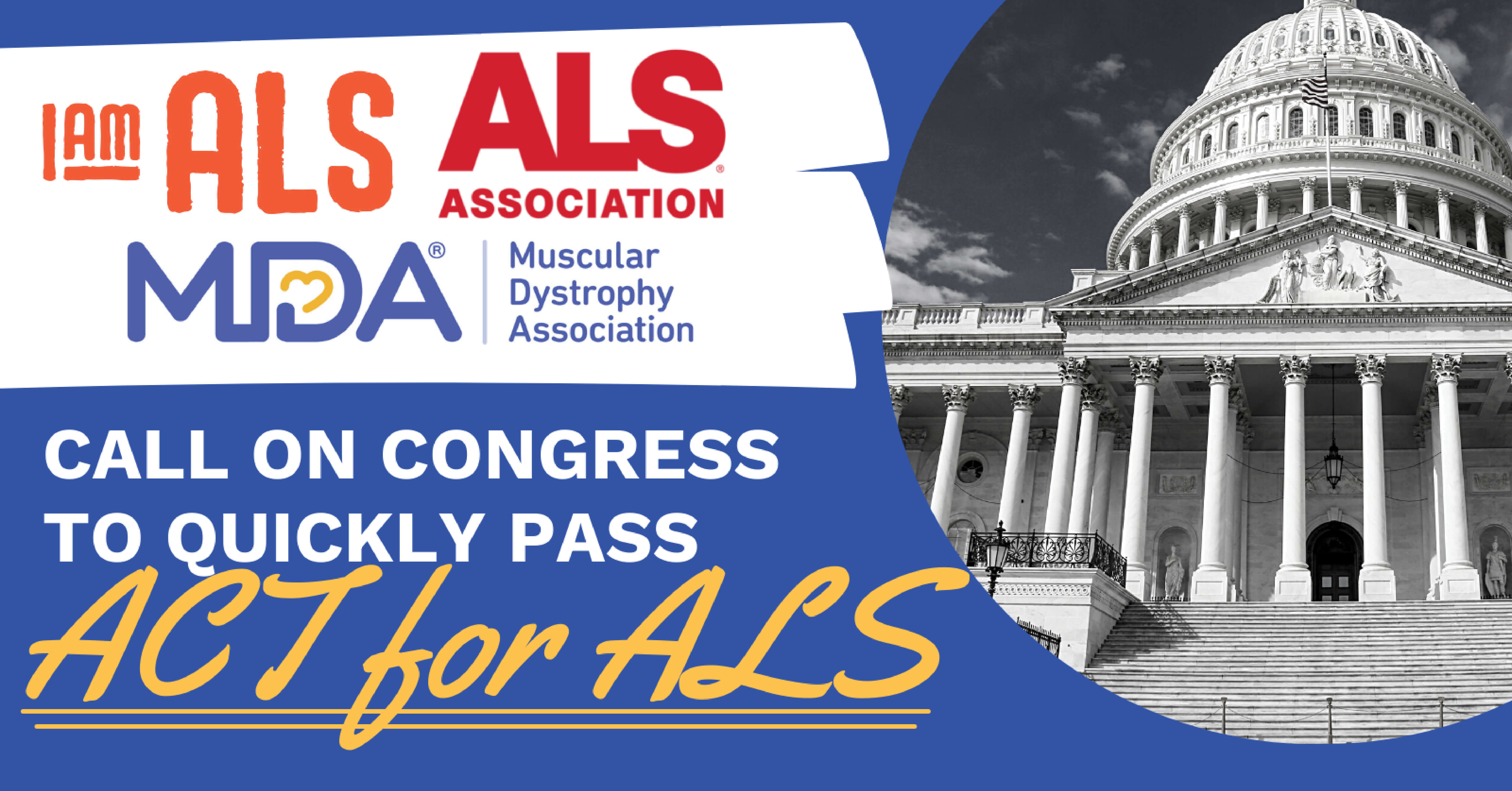 Logos for I AM ALS, the Muscular Dystrophy Association, and the ALS Association.