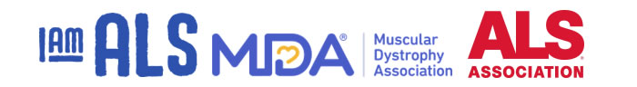 Logos of I AM ALS, The ALS Association and the Muscular Dystrophy Association (MDA) 
