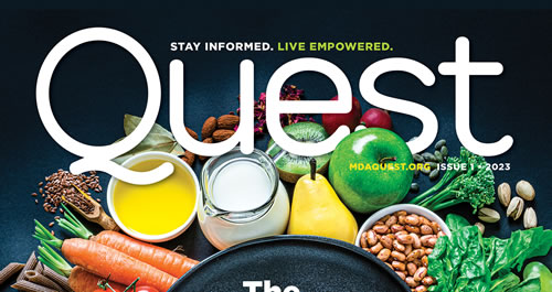 Quest Cover Logo with vegetables on a table