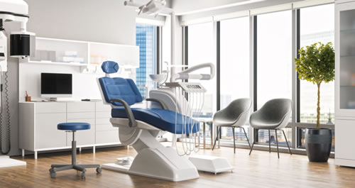 Dentist chair in a dentist office