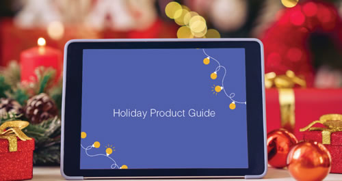 Image of a tablet with a holiday image on the screen