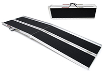 Pride Mobility’s multifold ramp folds both lengthwise and widthwise to create an easily transportable package.