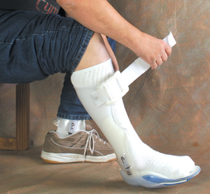 Lower leg braces can support muscles weakened by distal MD.