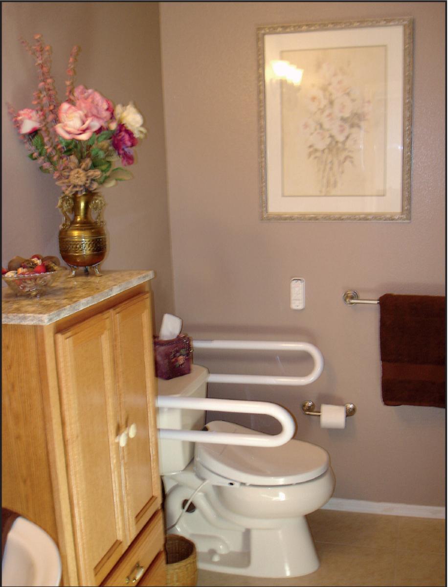 Bonnie Guzelf's bidet seat, a Swash 1000, is fitted on her new ADA-approved toilet.