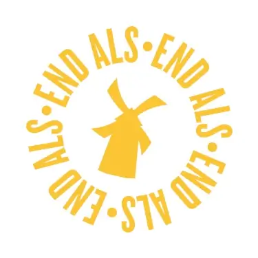 A logo with a yellow windmill and End ALS written in a circle around it.
