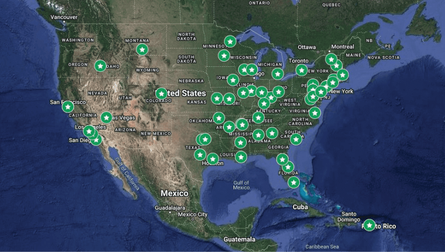 Decorative map of MOVR locations.