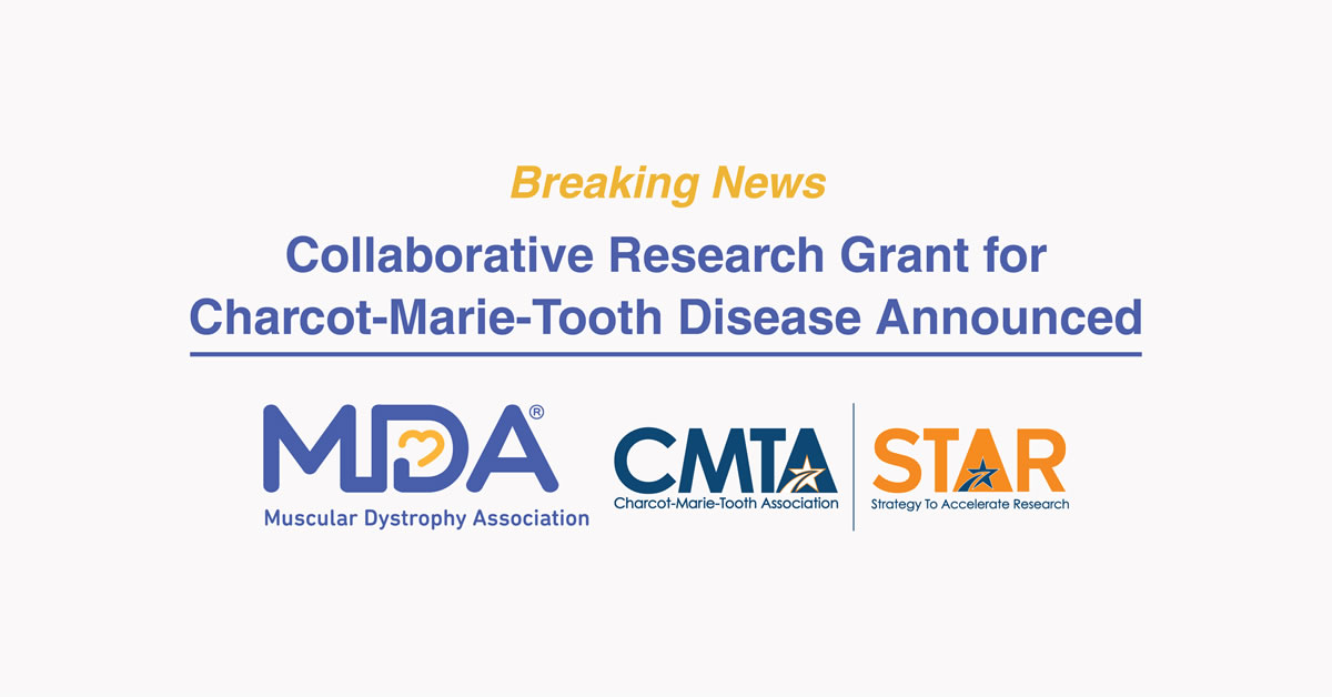 Logos of Muscular Dystrophy Association, Charcot-Marie-Tooth Association, and Strategy to Accelerate Research.