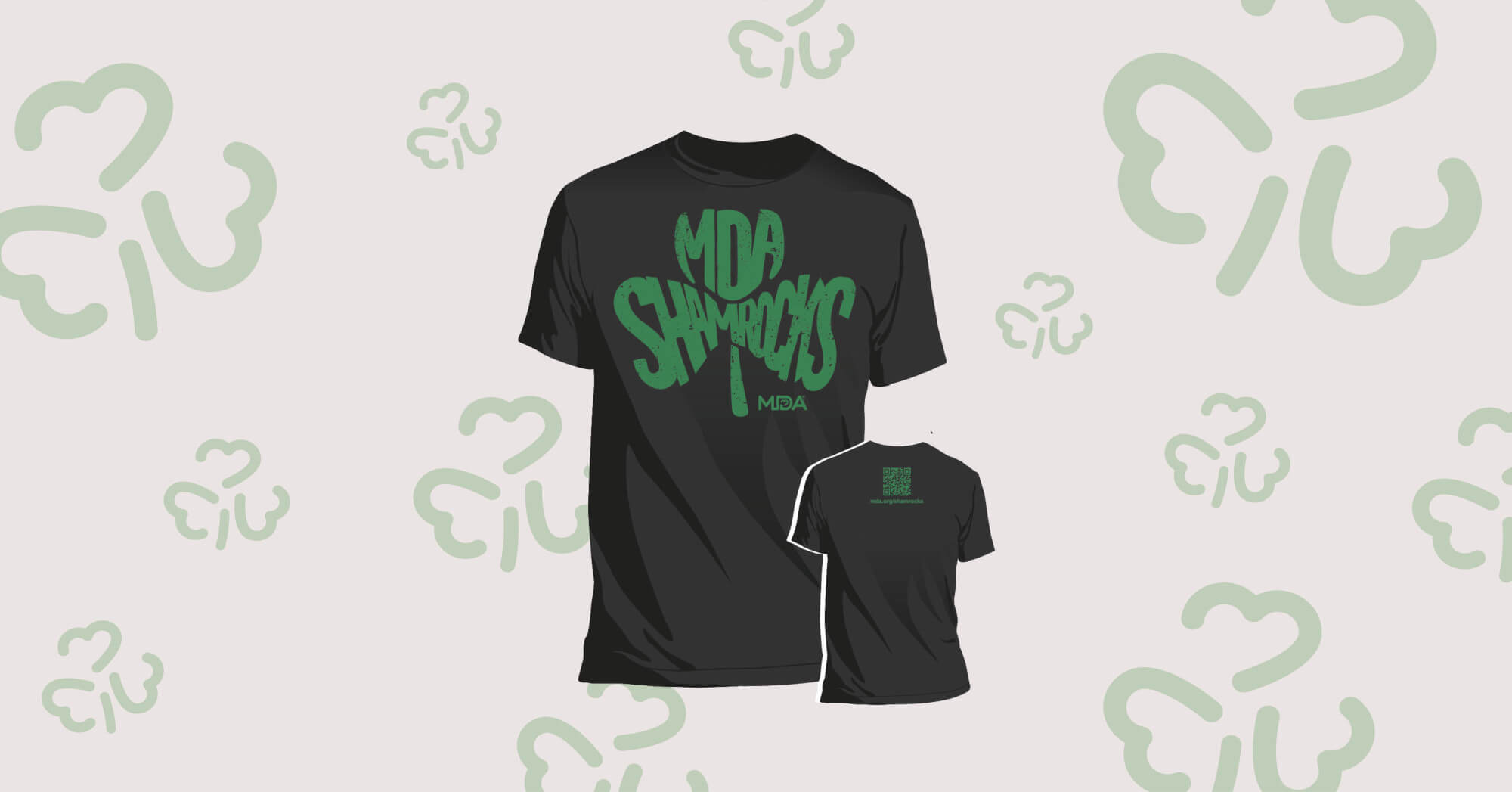 The 2024 MDA Shamrocks t-shirt. It's a stylized clover that says MDA Shamrocks.