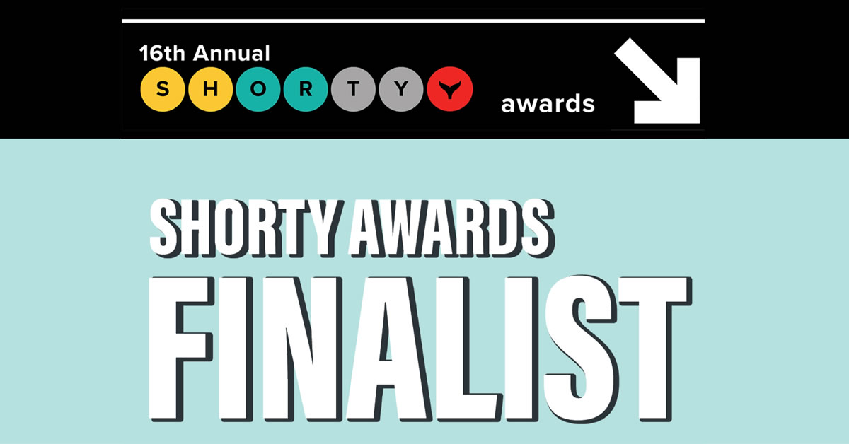 Image of the logo of the Shorty Awards with the word Finalist.