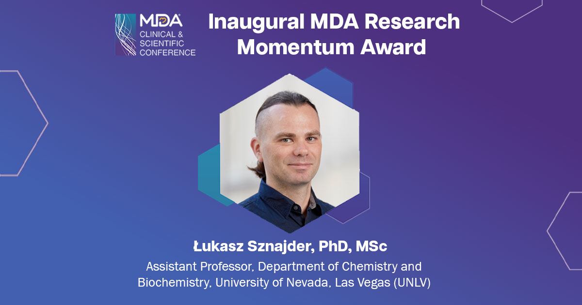 Łukasz Sznajder, PhD, MSc, to receive inaugural MDA Research Momentum Award