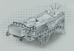 Invacare’s microAIR Turn-Q Plus turning mattress features two turning angles, up to 40 degrees. The surface has longitudinal and lateral air cells, and the perimeter is inflated continuously for added safety.