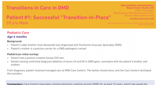 Transitions in Care in DMD  Patient #1 - Successful Transition in Place
