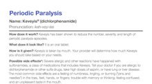 Periodic Paralysis Treatment Fact Sheet