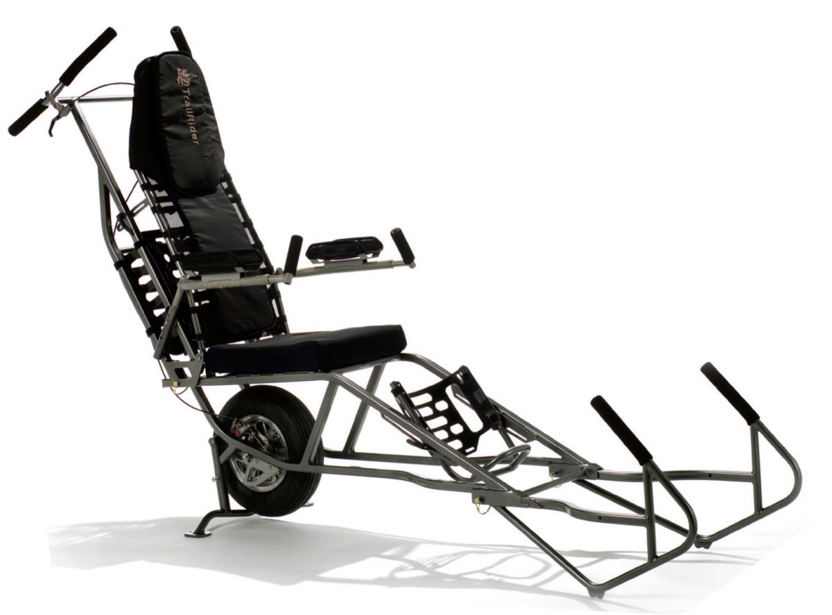 The TrailRider is one of the single-wheel trekking chairs available.